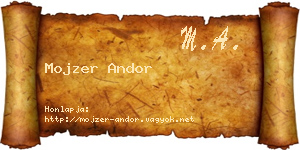 Mojzer Andor névjegykártya